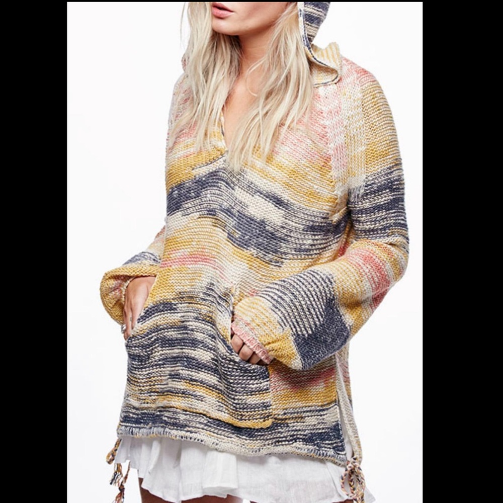 Free People Snow Cone Printed knit Hoodie size M